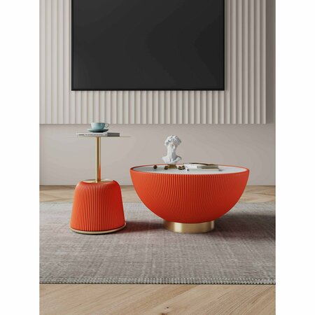 MANHATTAN COMFORT Anderson Coffee Table and End Table 1.0 in Orange - Set of 2 2-AT02-OR
